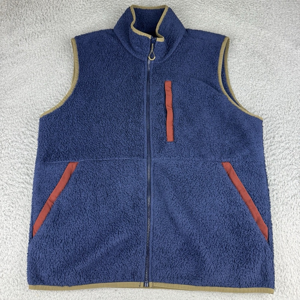Outerknown Skyline Sherpa Fleece Vest Blue orange Mens Large